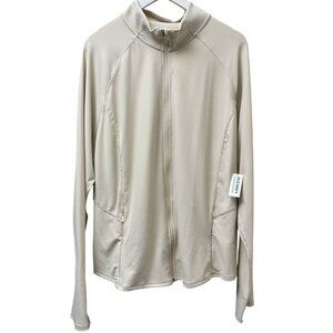 Old Navy Active Jacket Plus Size 3X Cream Ribbed Knit Sportswear Zip Front NWT
